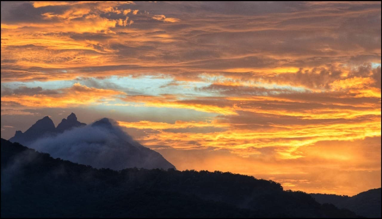 Sunset over the sacred Girnar hills in Gujarat